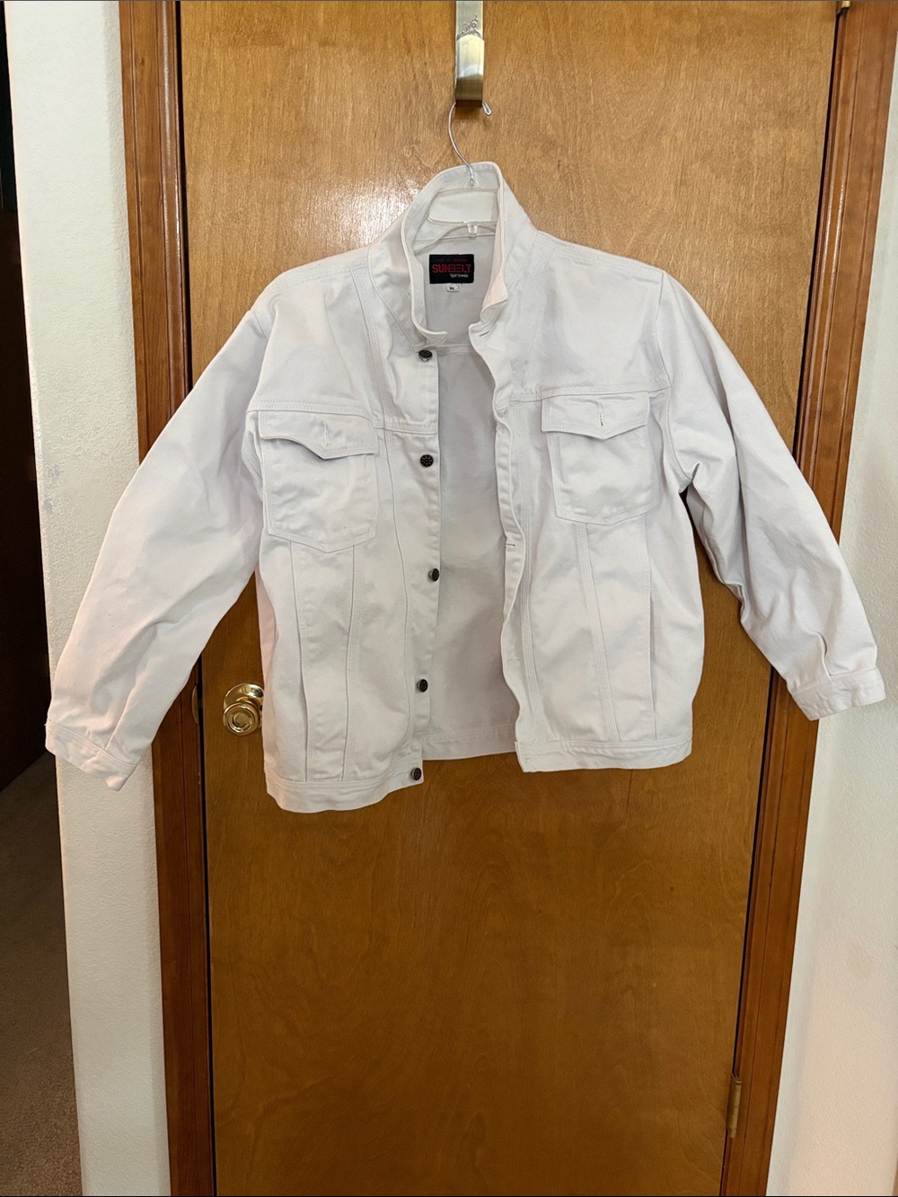 Sunbelt White Denim Jacket with Branded Button